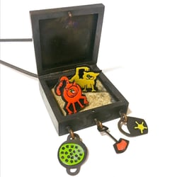 Pop-up Cat Litter Box Locket Necklace I made at RISD in 1989.