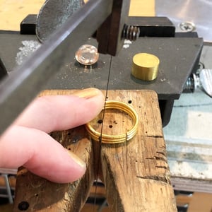 22k Gold Components of Louise Padparadscha Sapphire Ring, Katy Beh Jewelry, New Orleans